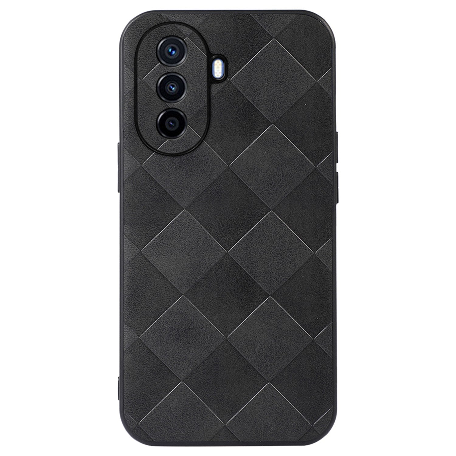 For Huawei Enjoy 50/nova Y70 4G/nova Y70 Plus 4G PU Leather  Grid Texture Phone Case Soft TPU Hard PC Hybrid Shockproof Cover