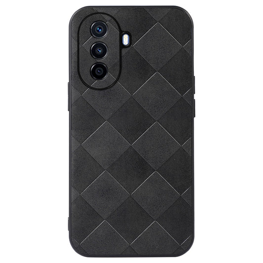 For Huawei Enjoy 50/nova Y70 4G/nova Y70 Plus 4G PU Leather  Grid Texture Phone Case Soft TPU Hard PC Hybrid Shockproof Cover