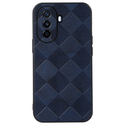For Huawei Enjoy 50/nova Y70 4G/nova Y70 Plus 4G PU Leather  Grid Texture Phone Case Soft TPU Hard PC Hybrid Shockproof Cover