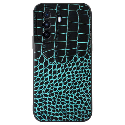 For Huawei Enjoy 50/nova Y70 4G/nova Y70 Plus 4G Crocodile Texture Genuine Cowhide Leather Coating Case Leather Soft TPU Hard PC Protection Phone Cover
