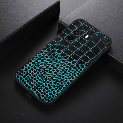 For Huawei Enjoy 50/nova Y70 4G/nova Y70 Plus 4G Crocodile Texture Genuine Cowhide Leather Coating Case Leather Soft TPU Hard PC Protection Phone Cover