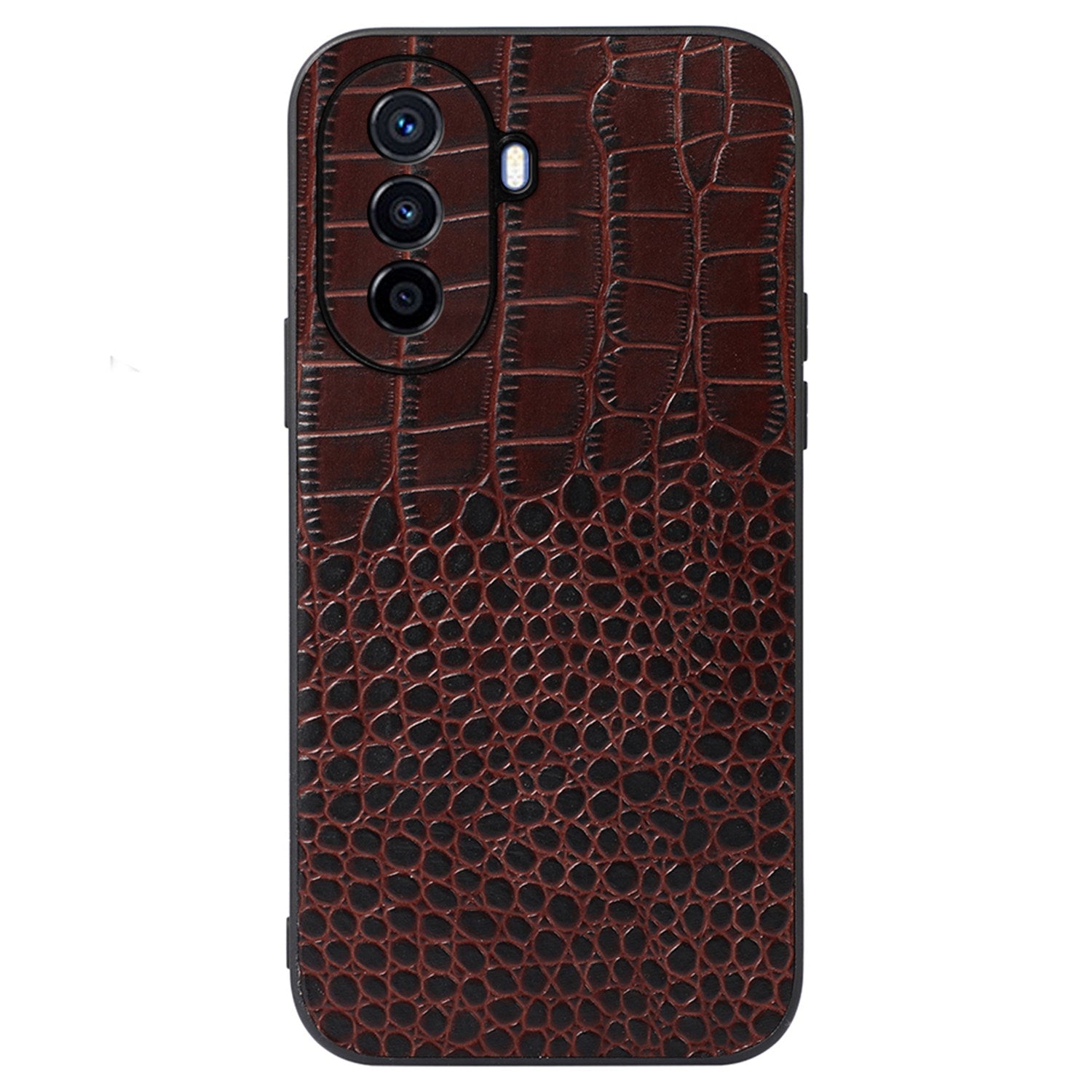 For Huawei Enjoy 50/nova Y70 4G/nova Y70 Plus 4G Crocodile Texture Genuine Cowhide Leather Coating Case Leather Soft TPU Hard PC Protection Phone Cover