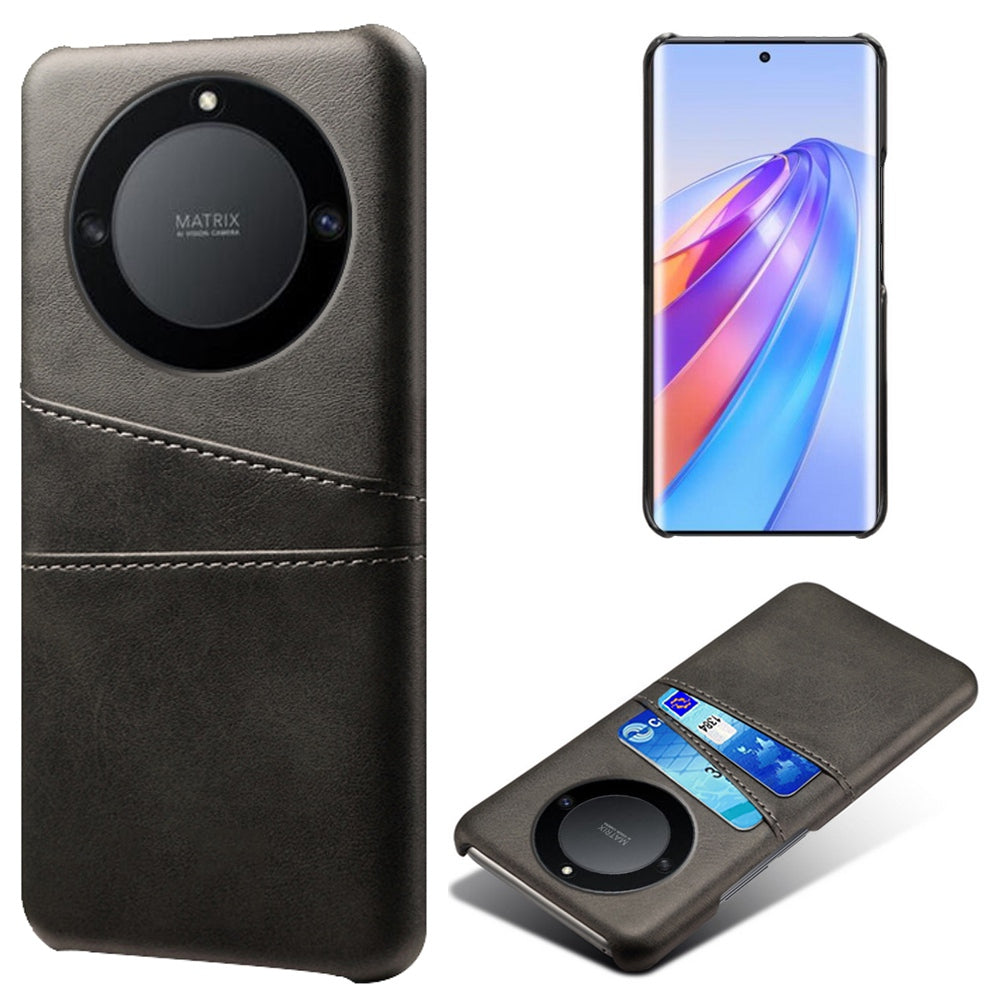 For Honor X40 5G PU Leather Coated Hard PC Hybrid Phone Case Shockproof Anti-Scratch Dual Card Slots Cover