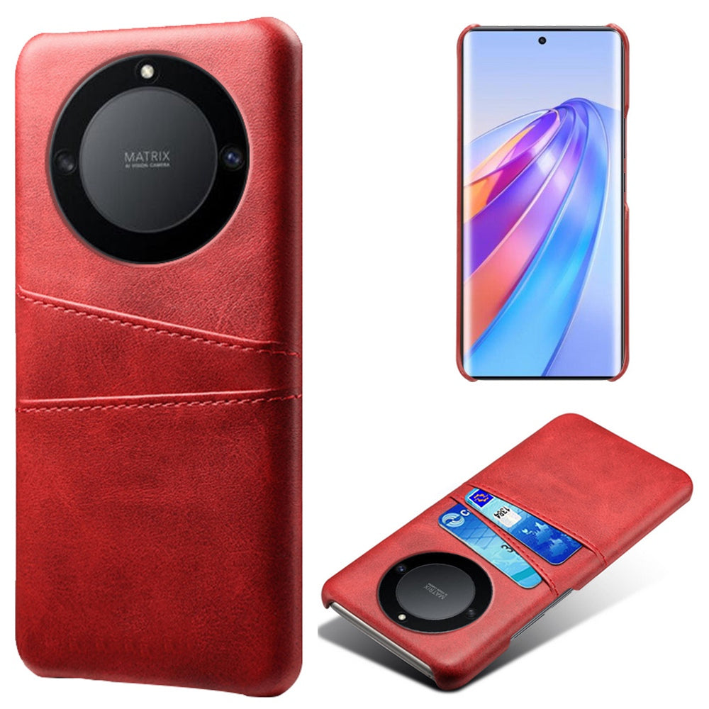 For Honor X40 5G PU Leather Coated Hard PC Hybrid Phone Case Shockproof Anti-Scratch Dual Card Slots Cover
