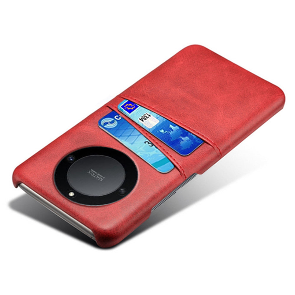 For Honor X40 5G PU Leather Coated Hard PC Hybrid Phone Case Shockproof Anti-Scratch Dual Card Slots Cover