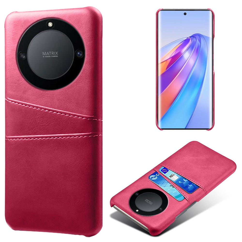 For Honor X40 5G PU Leather Coated Hard PC Hybrid Phone Case Shockproof Anti-Scratch Dual Card Slots Cover