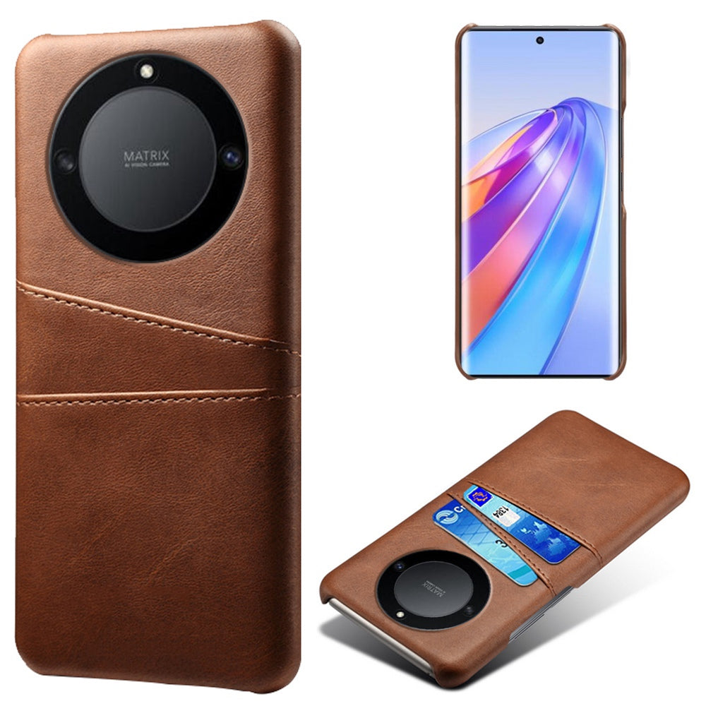 For Honor X40 5G PU Leather Coated Hard PC Hybrid Phone Case Shockproof Anti-Scratch Dual Card Slots Cover