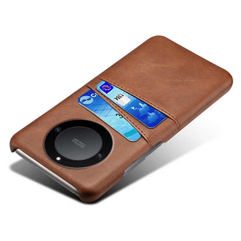For Honor X40 5G PU Leather Coated Hard PC Hybrid Phone Case Shockproof Anti-Scratch Dual Card Slots Cover