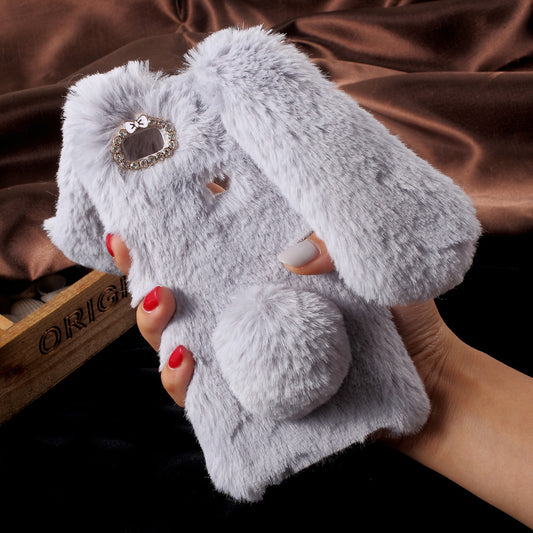For Huawei P9 Lite / G9 Lite Rabbit Style Fluffy Warm Fur TPU Phone Shell