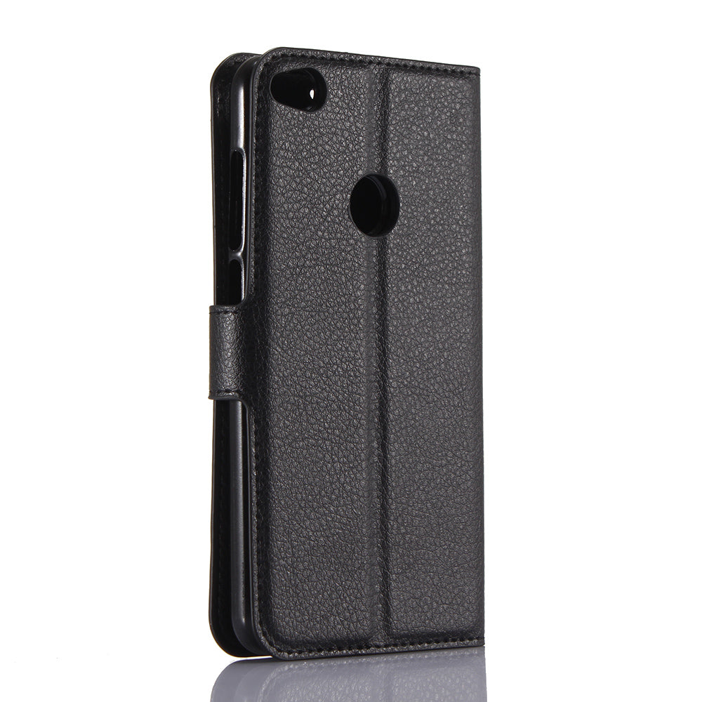 For Huawei P8 Lite (2017) / Honor 8 Lite Litchi Grain Leather Case 3 Card Holders with 1 Cash Pocket Wallet