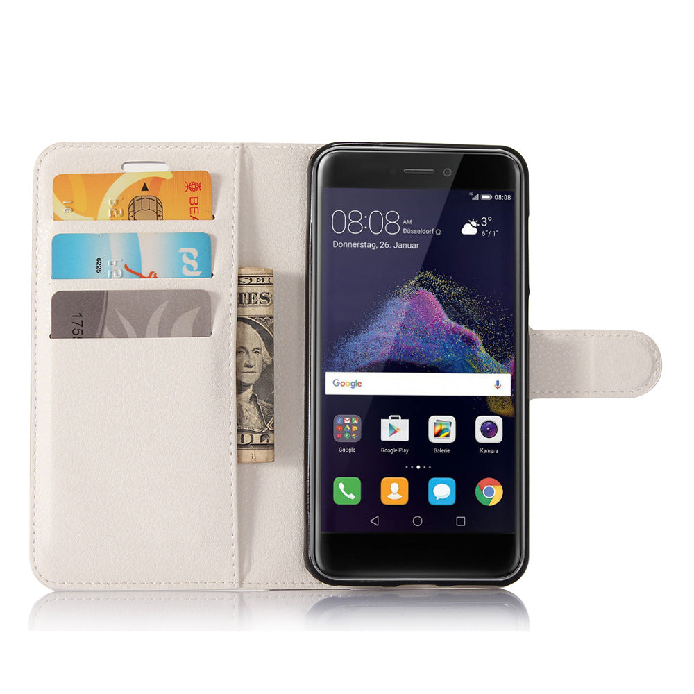 For Huawei P8 Lite (2017) / Honor 8 Lite Litchi Grain Leather Case 3 Card Holders with 1 Cash Pocket Wallet