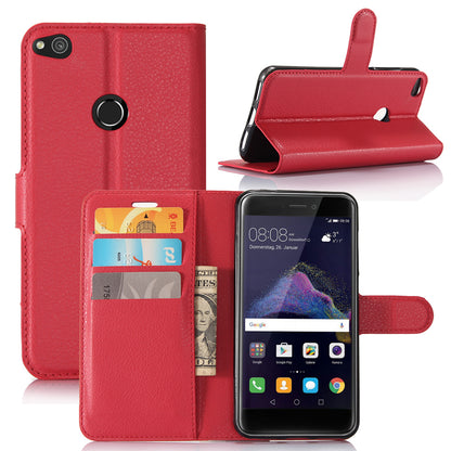 For Huawei P8 Lite (2017) / Honor 8 Lite Litchi Grain Leather Case 3 Card Holders with 1 Cash Pocket Wallet