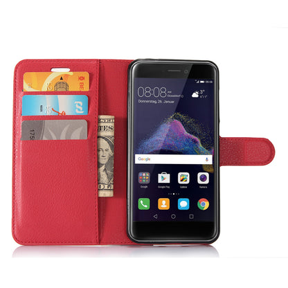 For Huawei P8 Lite (2017) / Honor 8 Lite Litchi Grain Leather Case 3 Card Holders with 1 Cash Pocket Wallet
