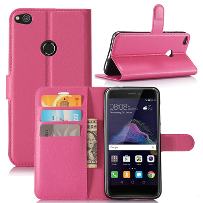 For Huawei P8 Lite (2017) / Honor 8 Lite Litchi Grain Leather Case 3 Card Holders with 1 Cash Pocket Wallet