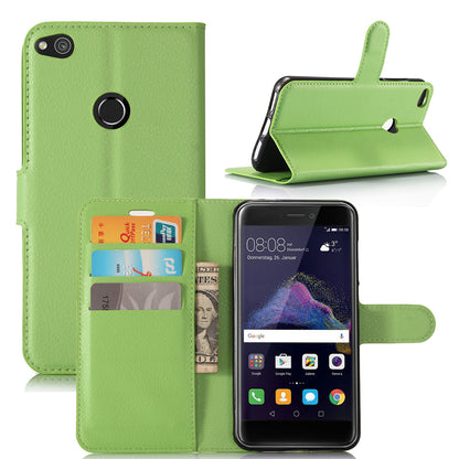 For Huawei P8 Lite (2017) / Honor 8 Lite Litchi Grain Leather Case 3 Card Holders with 1 Cash Pocket Wallet