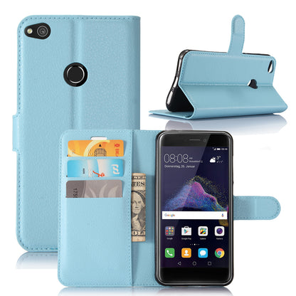 For Huawei P8 Lite (2017) / Honor 8 Lite Litchi Grain Leather Case 3 Card Holders with 1 Cash Pocket Wallet