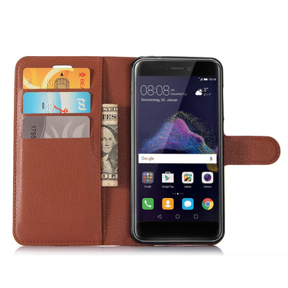 For Huawei P8 Lite (2017) / Honor 8 Lite Litchi Grain Leather Case 3 Card Holders with 1 Cash Pocket Wallet