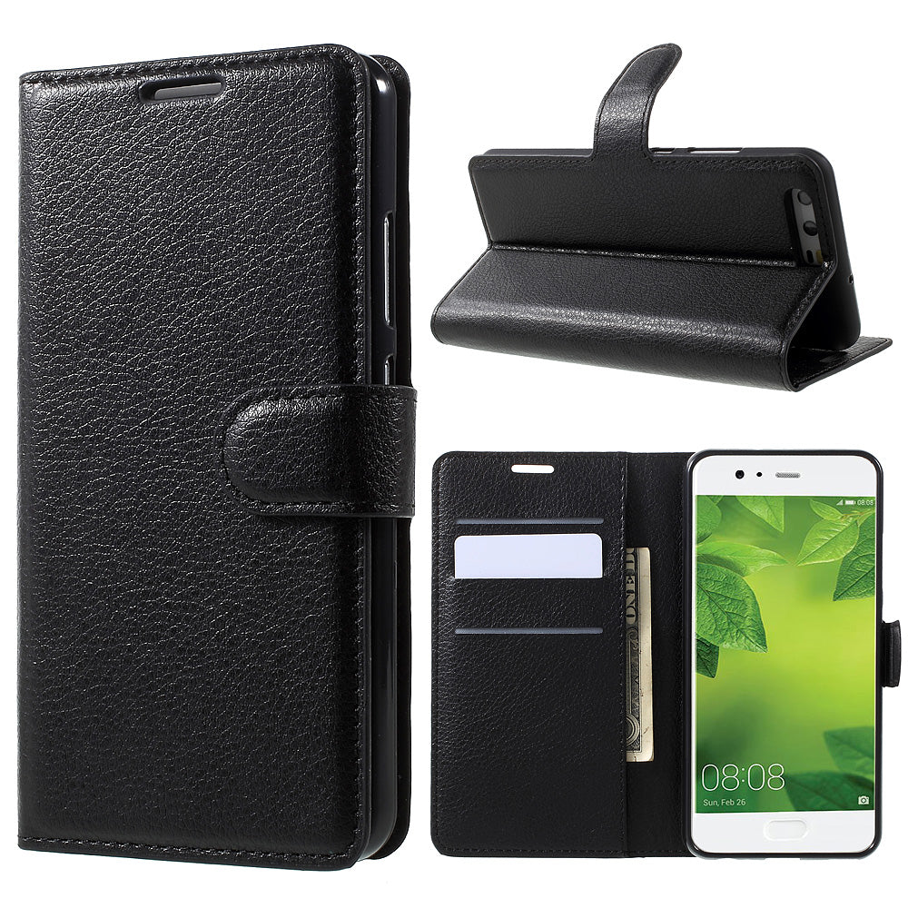 For Huawei P10 Litchi Skin Leather Stand Cover with Separated Wallet Design Anti-Collision Protection