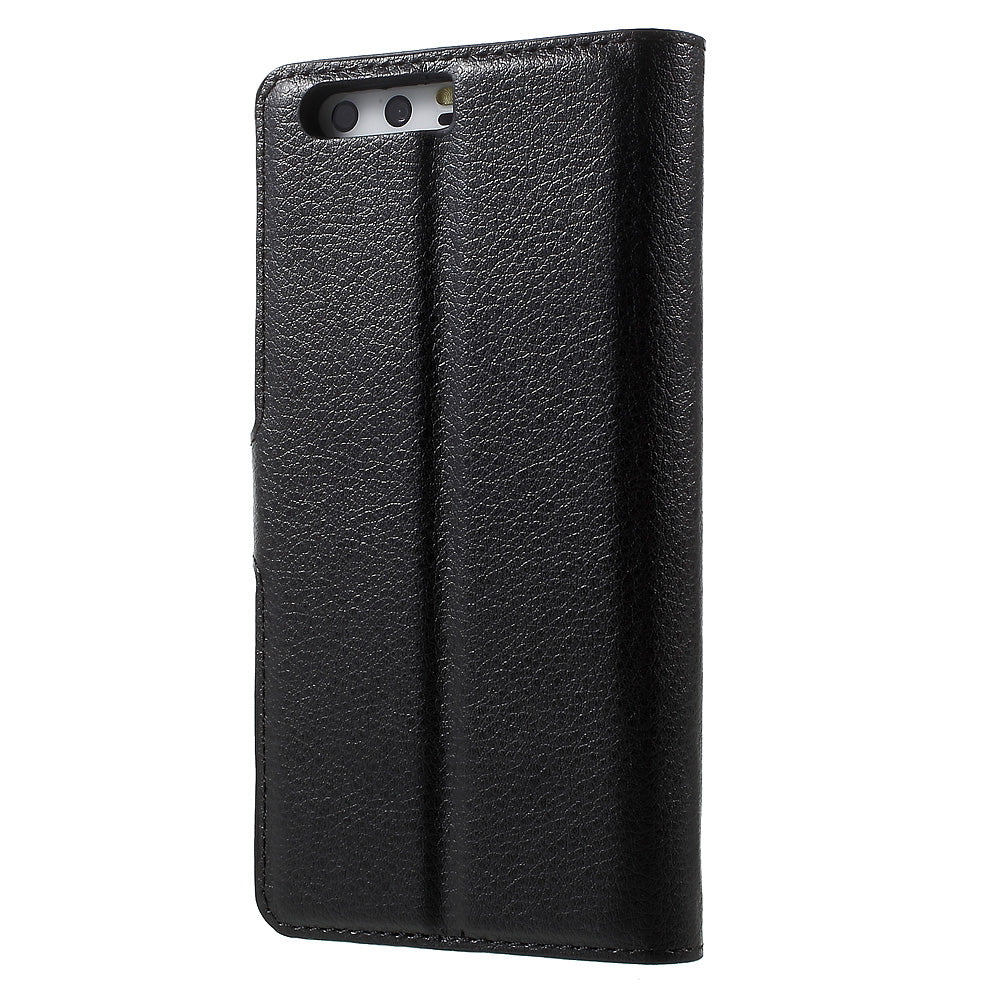 For Huawei P10 Litchi Skin Leather Stand Cover with Separated Wallet Design Anti-Collision Protection