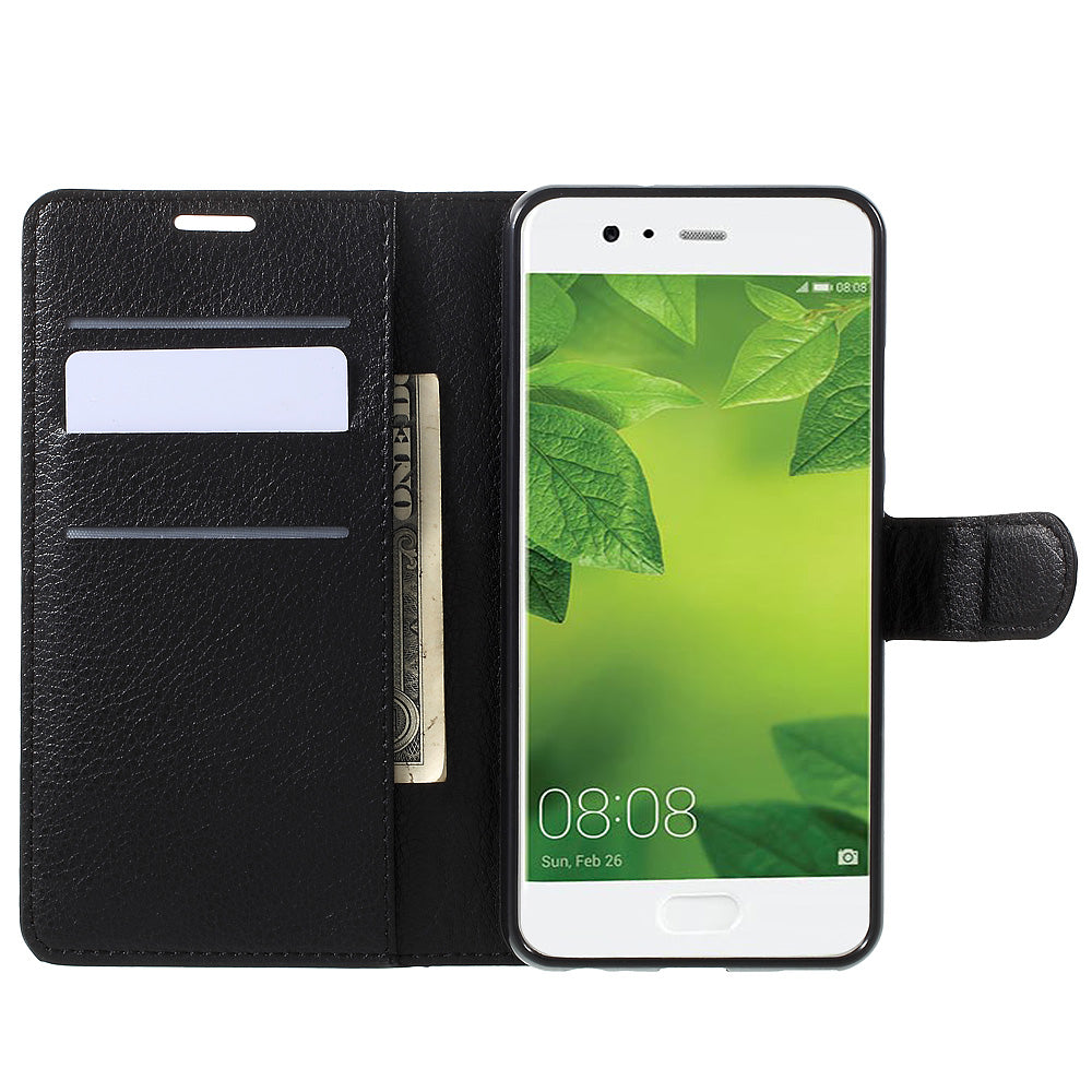 For Huawei P10 Litchi Skin Leather Stand Cover with Separated Wallet Design Anti-Collision Protection