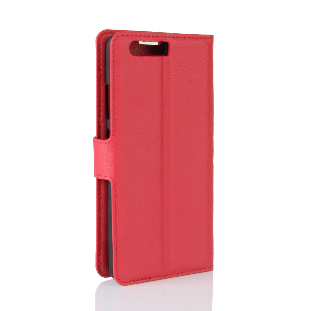 For Huawei P10 Litchi Skin Leather Stand Cover with Separated Wallet Design Anti-Collision Protection