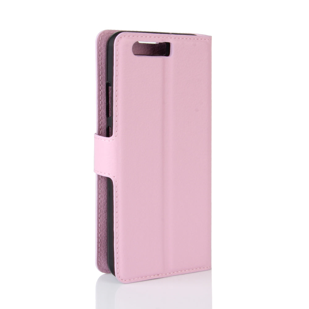 For Huawei P10 Litchi Skin Leather Stand Cover with Separated Wallet Design Anti-Collision Protection