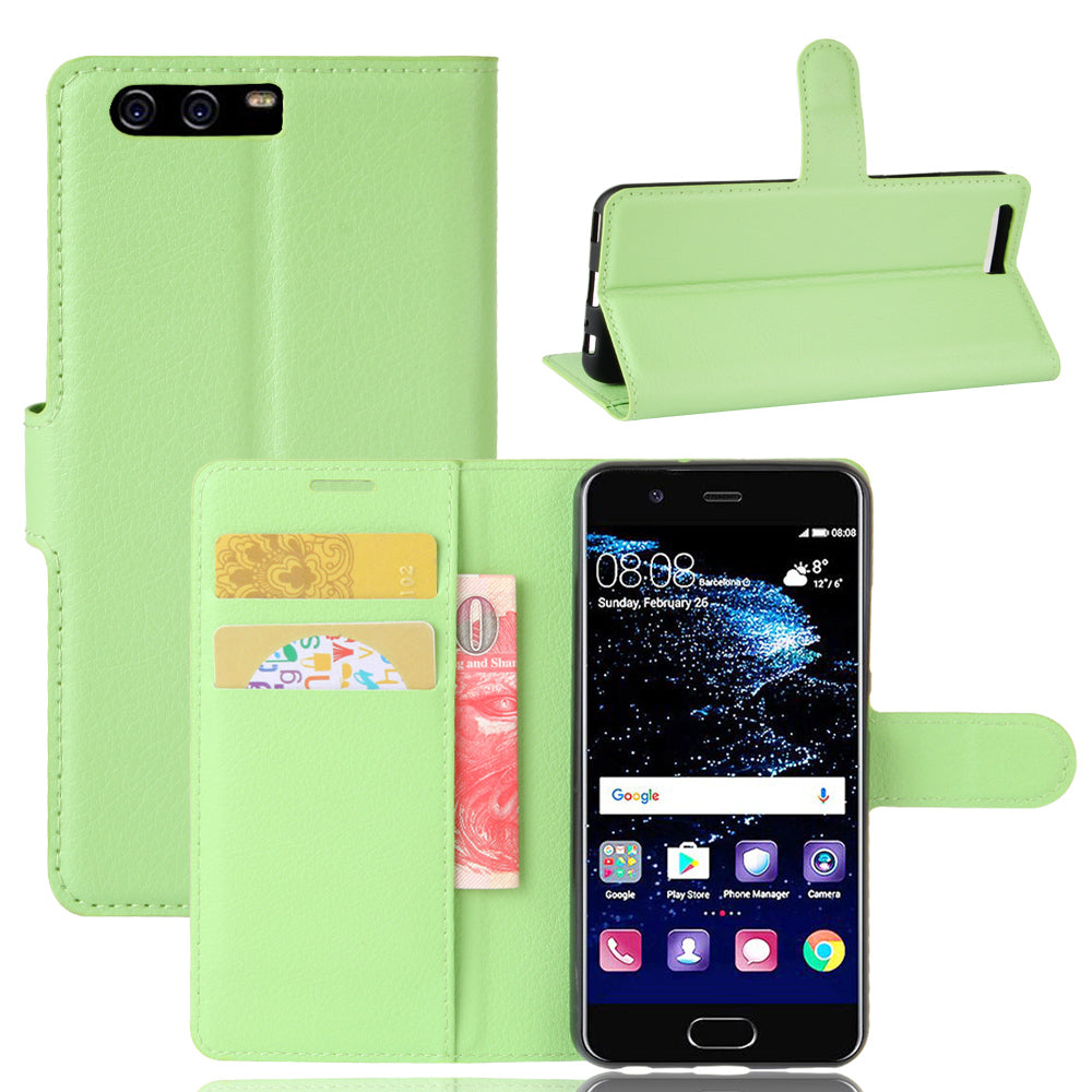 For Huawei P10 Litchi Skin Leather Stand Cover with Separated Wallet Design Anti-Collision Protection