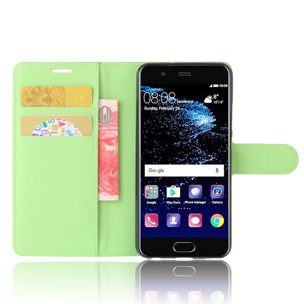 For Huawei P10 Litchi Skin Leather Stand Cover with Separated Wallet Design Anti-Collision Protection