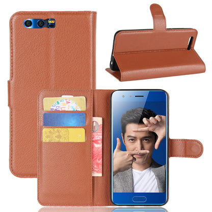 For Huawei Honor 9 Litchi Texture PU Leather Wallet Stand Phone Case Shell