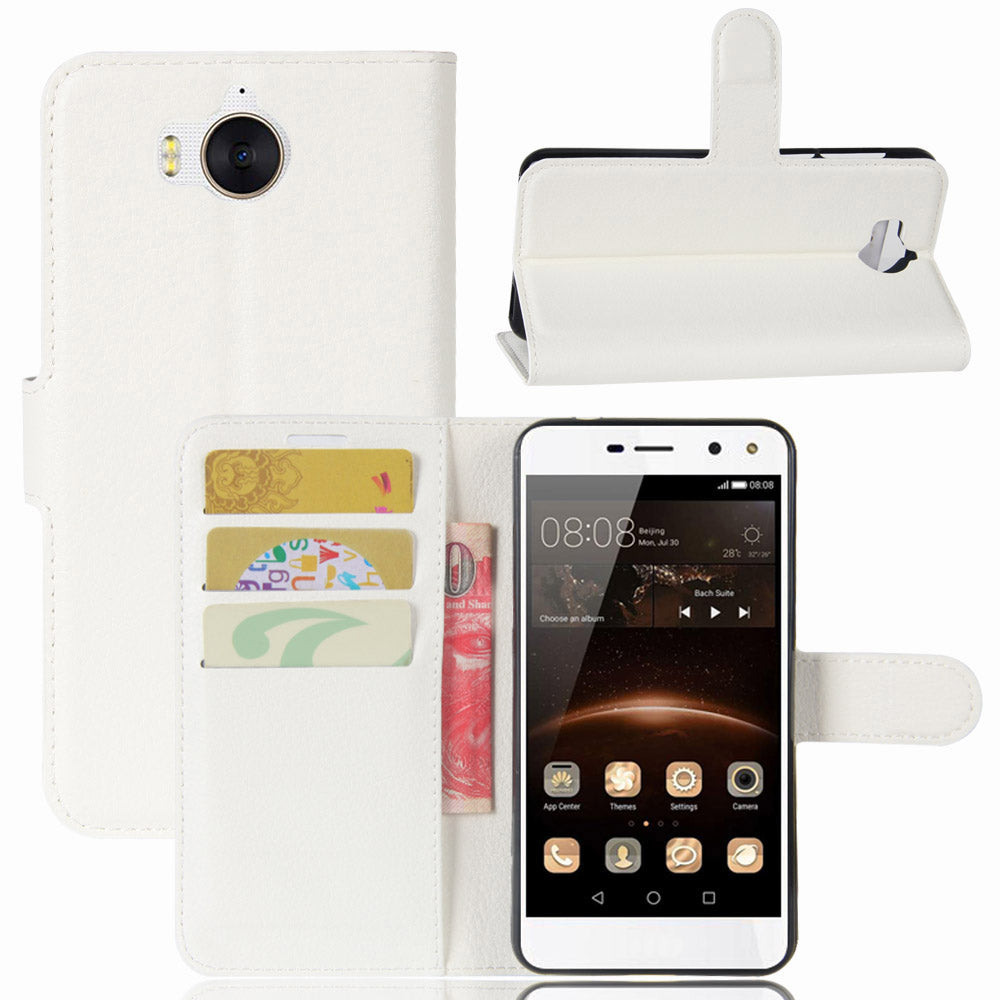For Huawei Y5 (2017) / Y6 (2017) Litchi Texture PU Leather Card Slots Stand Phone Casing