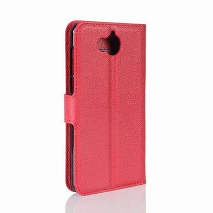 For Huawei Y5 (2017) / Y6 (2017) Litchi Texture PU Leather Card Slots Stand Phone Casing