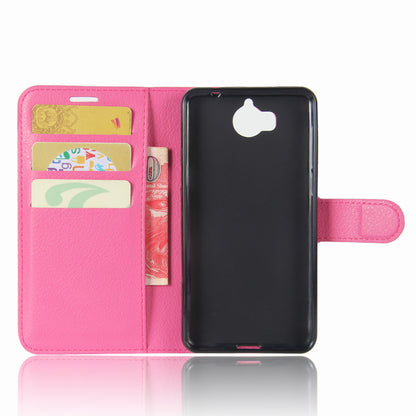 For Huawei Y5 (2017) / Y6 (2017) Litchi Texture PU Leather Card Slots Stand Phone Casing