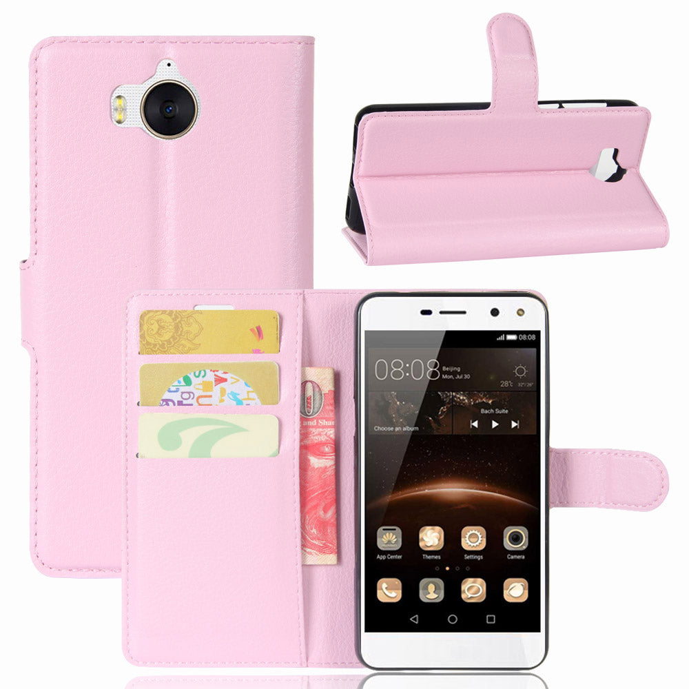 For Huawei Y5 (2017) / Y6 (2017) Litchi Texture PU Leather Card Slots Stand Phone Casing