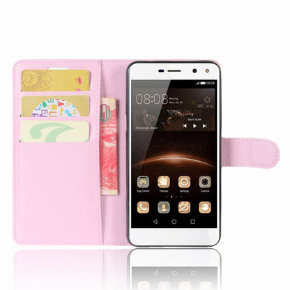 For Huawei Y5 (2017) / Y6 (2017) Litchi Texture PU Leather Card Slots Stand Phone Casing