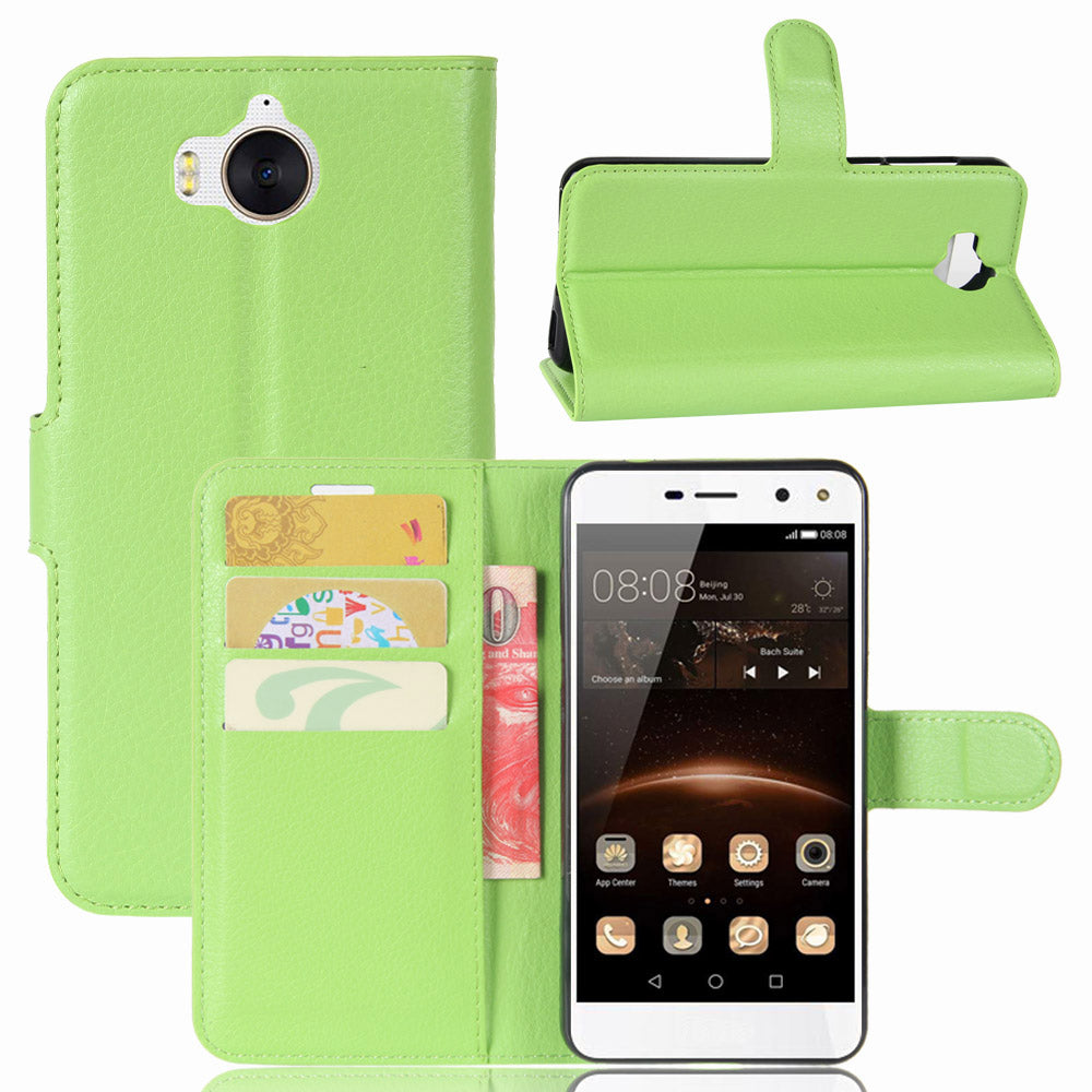 For Huawei Y5 (2017) / Y6 (2017) Litchi Texture PU Leather Card Slots Stand Phone Casing