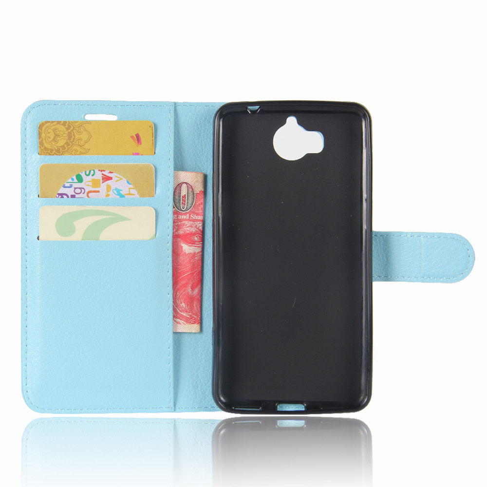 For Huawei Y5 (2017) / Y6 (2017) Litchi Texture PU Leather Card Slots Stand Phone Casing