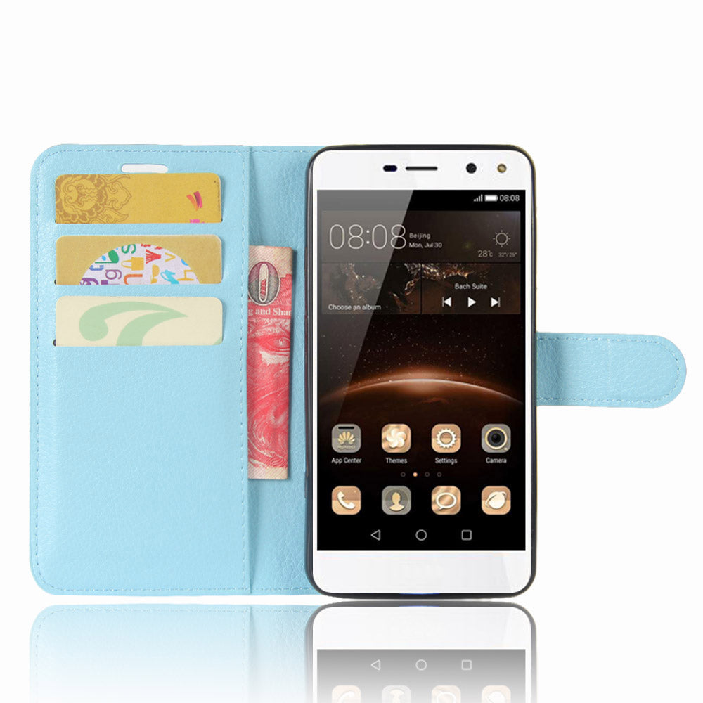 For Huawei Y5 (2017) / Y6 (2017) Litchi Texture PU Leather Card Slots Stand Phone Casing