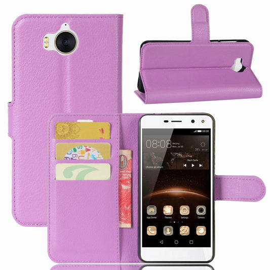 For Huawei Y5 (2017) / Y6 (2017) Litchi Texture PU Leather Card Slots Stand Phone Casing