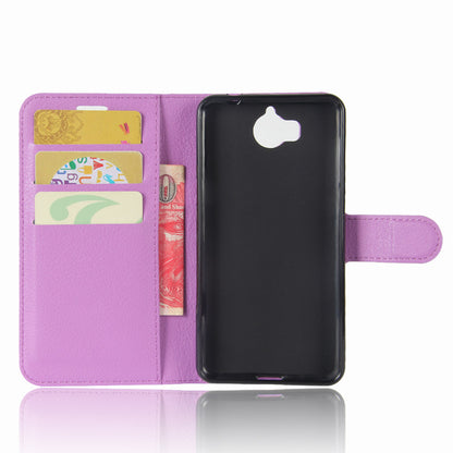 For Huawei Y5 (2017) / Y6 (2017) Litchi Texture PU Leather Card Slots Stand Phone Casing