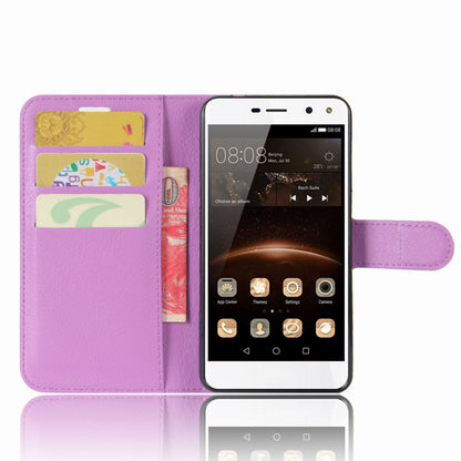 For Huawei Y5 (2017) / Y6 (2017) Litchi Texture PU Leather Card Slots Stand Phone Casing