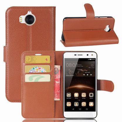 For Huawei Y5 (2017) / Y6 (2017) Litchi Texture PU Leather Card Slots Stand Phone Casing