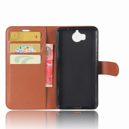 For Huawei Y5 (2017) / Y6 (2017) Litchi Texture PU Leather Card Slots Stand Phone Casing