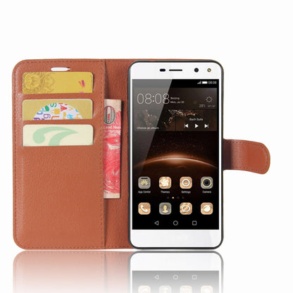 For Huawei Y5 (2017) / Y6 (2017) Litchi Texture PU Leather Card Slots Stand Phone Casing