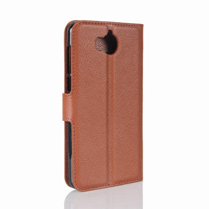 For Huawei Y5 (2017) / Y6 (2017) Litchi Texture PU Leather Card Slots Stand Phone Casing