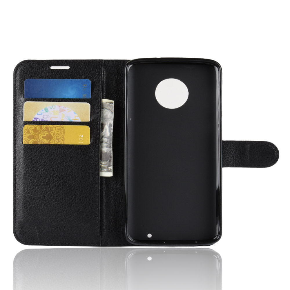 Litchi Texture Wallet Stand Leather Flip Casing for Motorola Moto G6 Plus