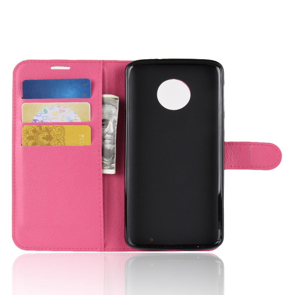 Litchi Texture Wallet Stand Leather Flip Casing for Motorola Moto G6 Plus