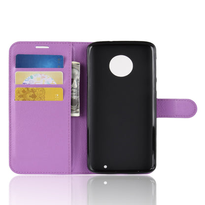 Litchi Texture Wallet Stand Leather Flip Casing for Motorola Moto G6 Plus