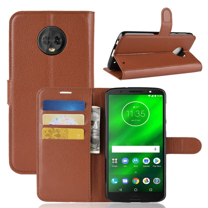 Litchi Texture Wallet Stand Leather Flip Casing for Motorola Moto G6 Plus