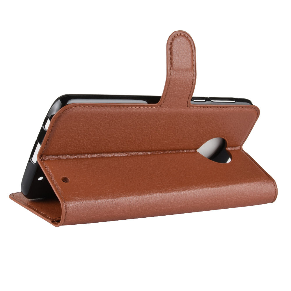 Litchi Texture Wallet Stand Leather Flip Casing for Motorola Moto G6 Plus