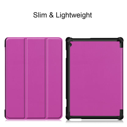 Tri-fold Stand Leather Case Narrow Bezel Design Dual-Angle Supporting Tablet Cover for Lenovo Tab M10 TB-X605F/TB-X505F